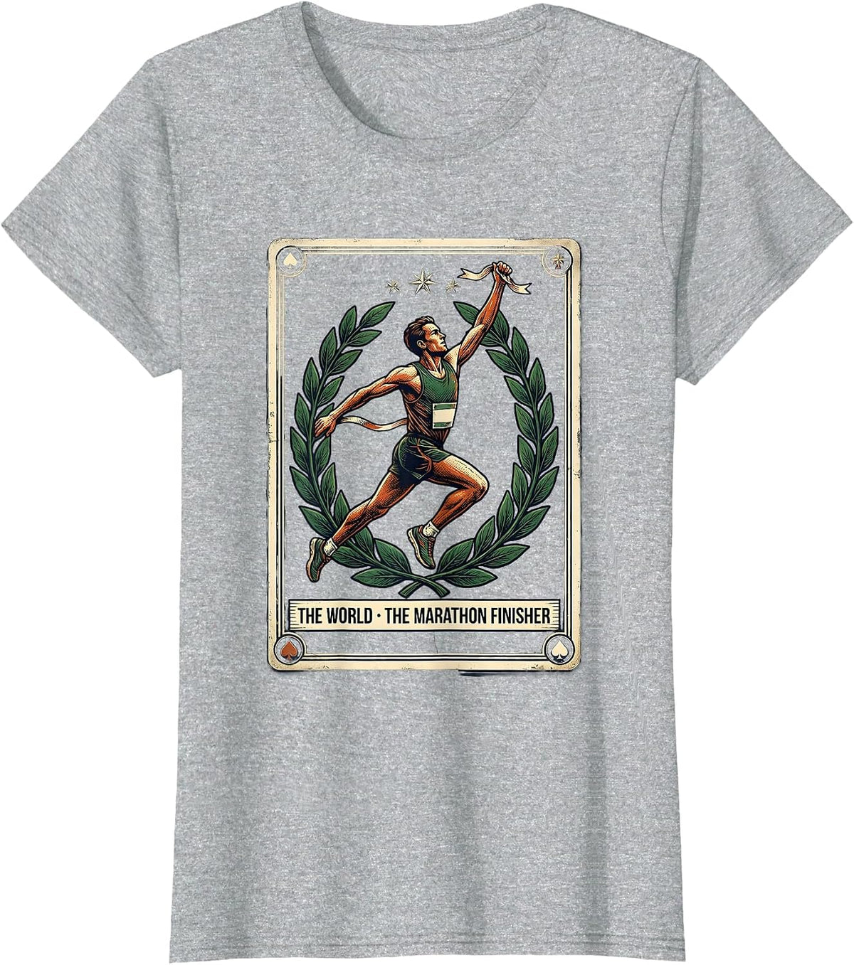The World The Marathon Finisher Vintage Runner Gift T-Shirt - Heather Grey