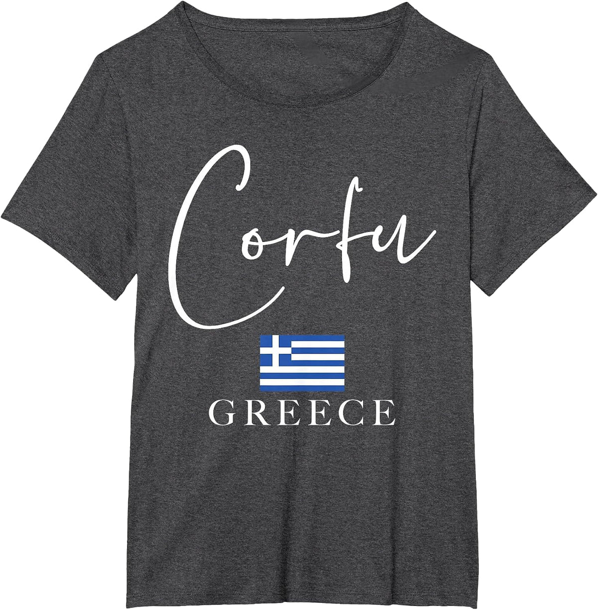 Greece Flag Vacation - Island Corfu T-Shirt - Dark Heather Grey