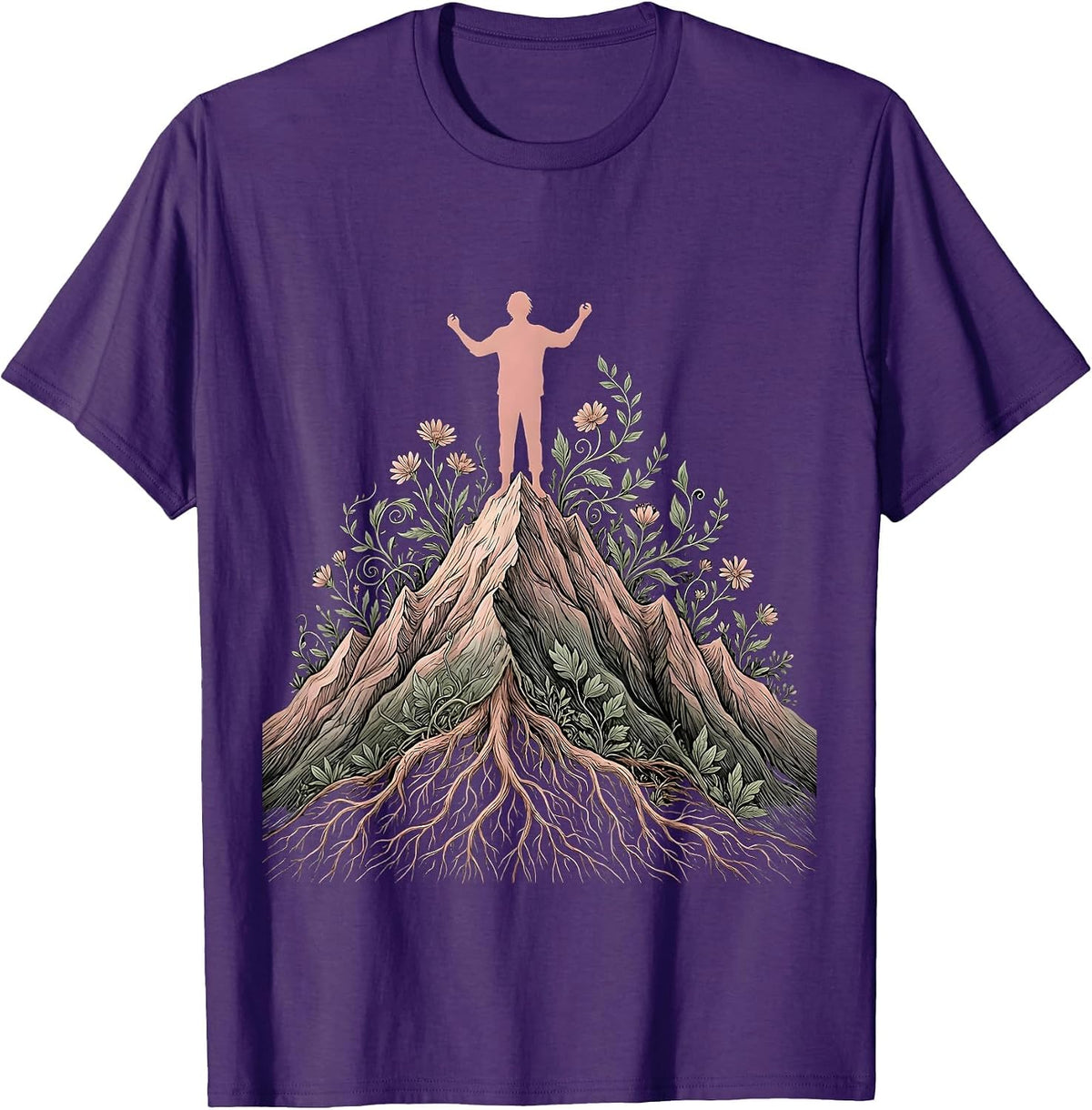 Suicide Prevention Mountain Summit Strength Design T-Shirt - Purple