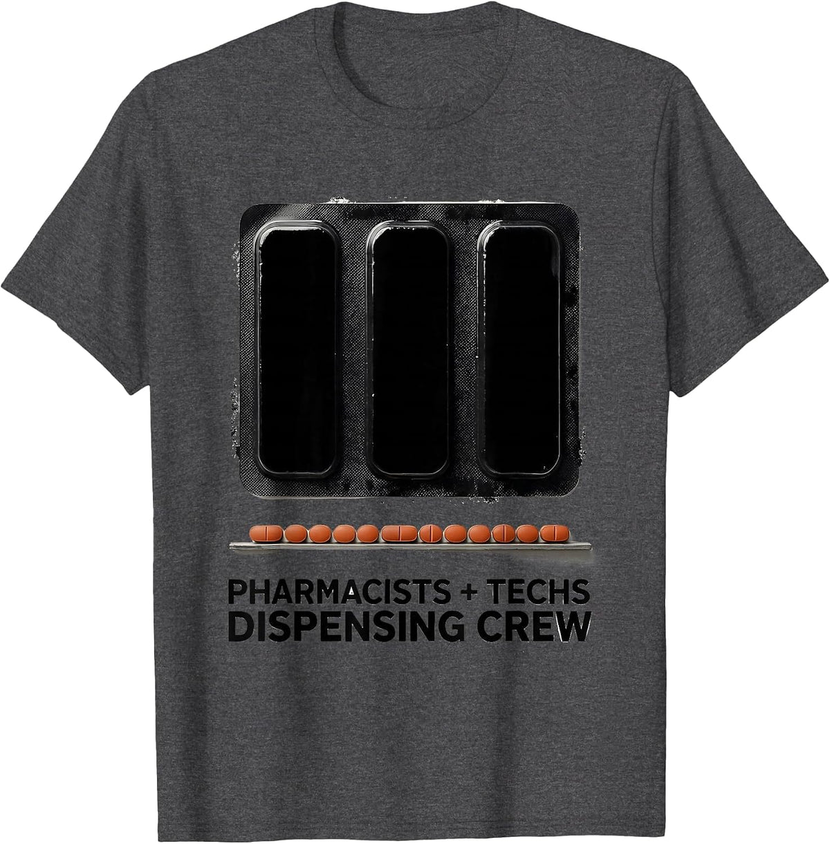 Men's Pharmacists + Techs, Dispensing Crew Funny Pharmacy Crew T-Shirt - Dark Heather Grey