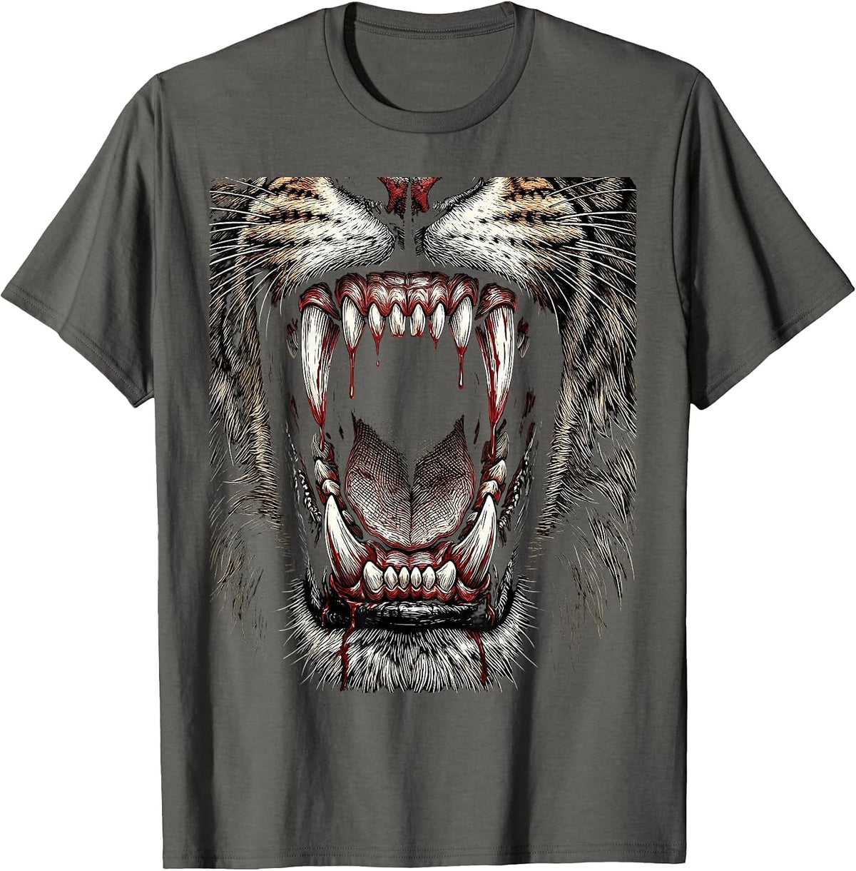 Foaming Mouth Rabies Graphic Illustration T-Shirt - Asphalt Grey