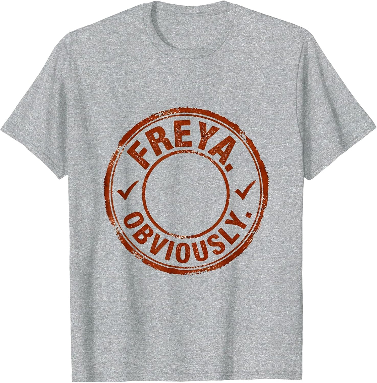 Men's Freya Obviously Rubber Stamp Personalized First Name Era T-Shirt - Heather Grey