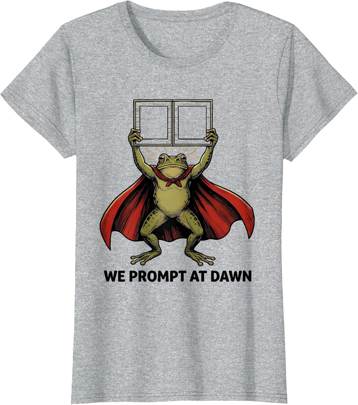 Women's We Prompt At Dawn Funny Teacher Frog Back to School T-Shirt - Heather Grey