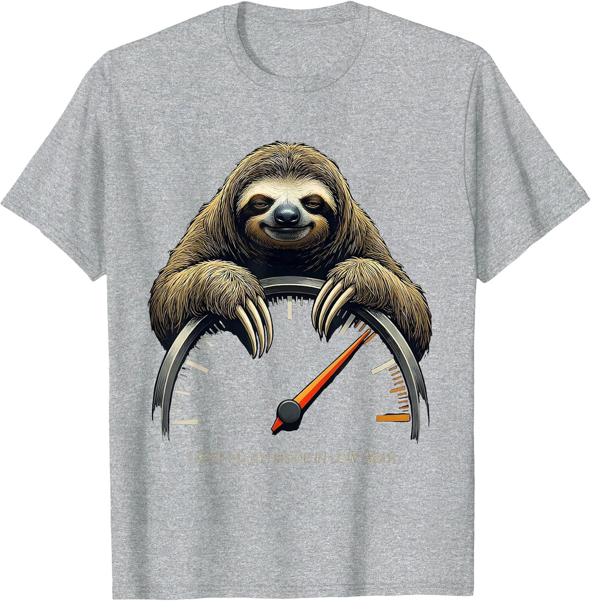 Men's I Keep Sloth Mode In Low Gear Funny Sloth Lover Humor T-Shirt - Heather Grey