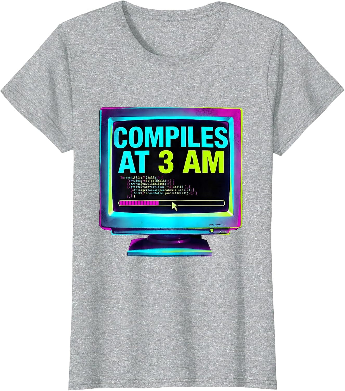 Compiles At 3 AM Funny Programmer Developer Nerd T-Shirt - Heather Grey