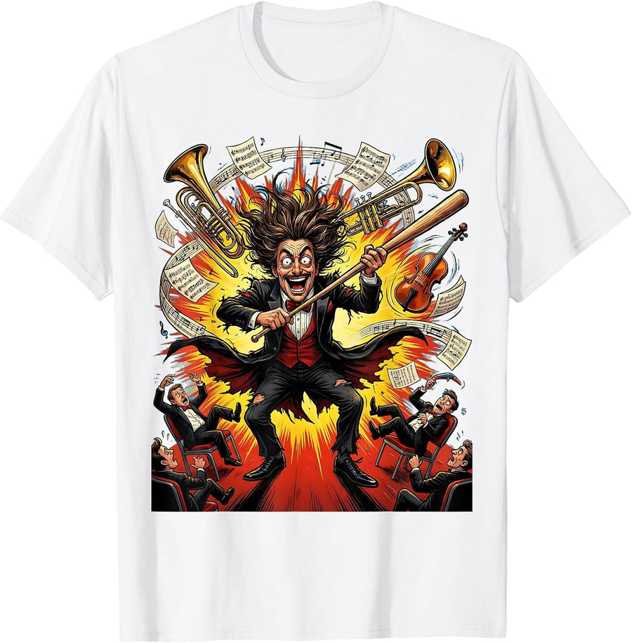Men's Chaos Coordinator Conductor Exploding Orchestra T-Shirt - White