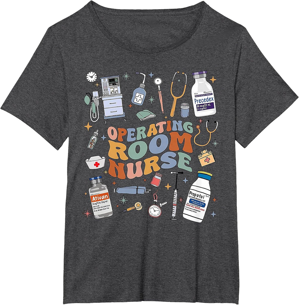 Retro Groovy Operating Room Nurse OR Nursing School Medical T-Shirt - Dark Heather Grey