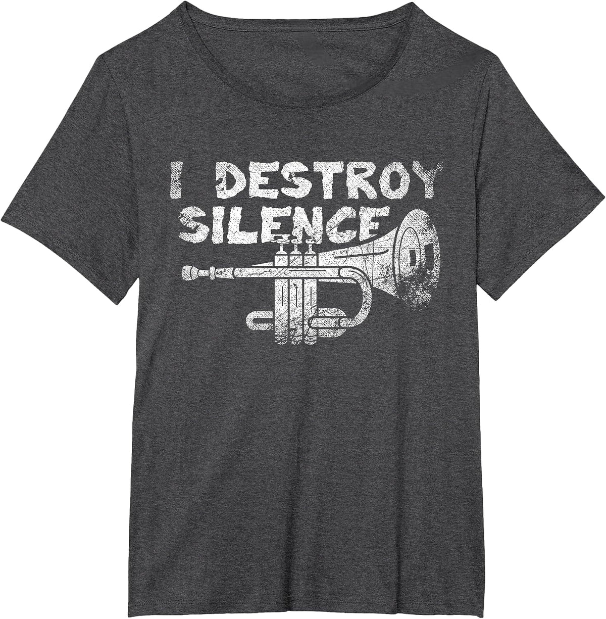 I Destroy Silence Trumpet T-Shirt - Dark Heather Grey