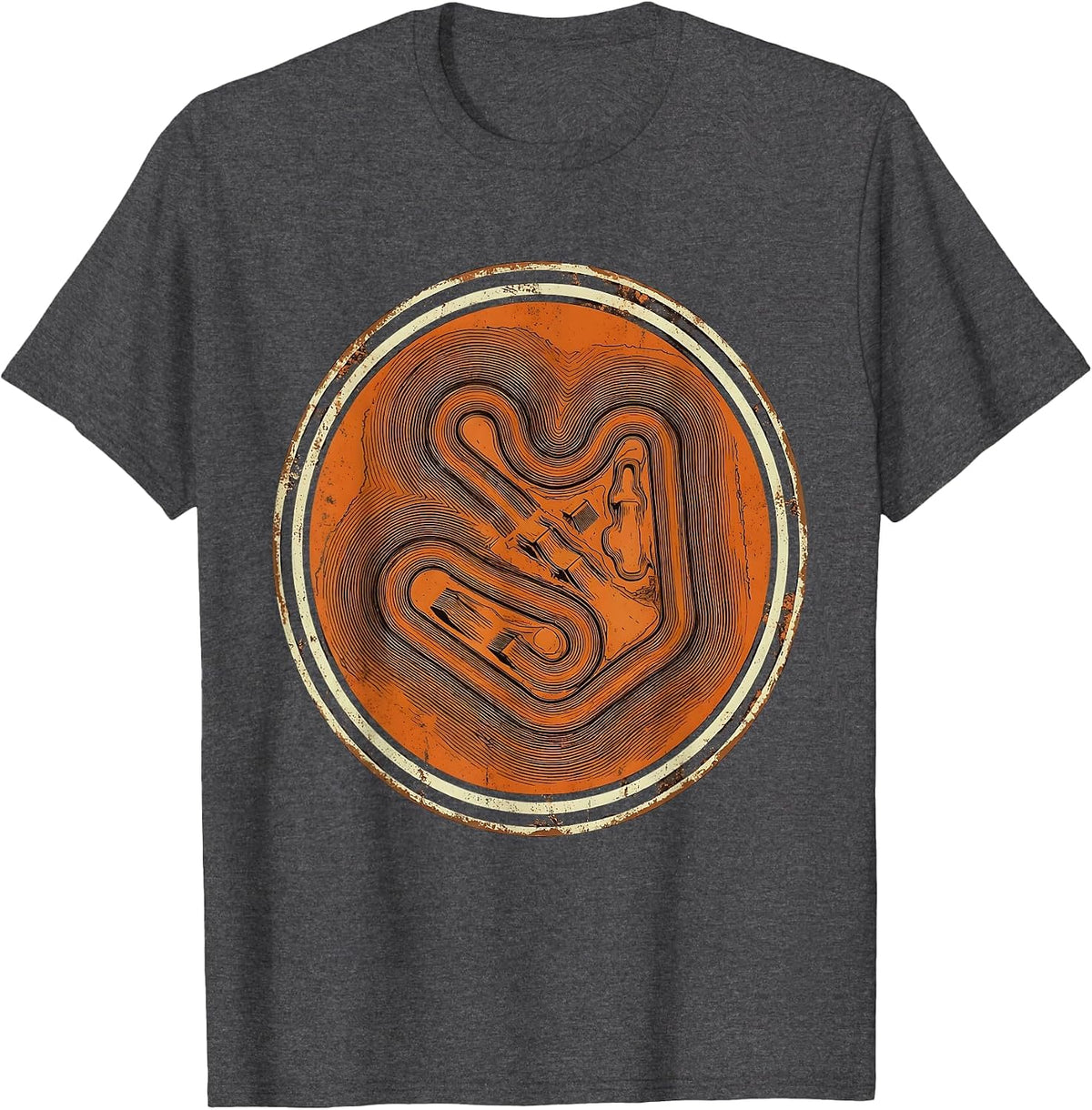 Aerial Dirt Bike Track Graphic Tee T-Shirt - Dark Heather Grey