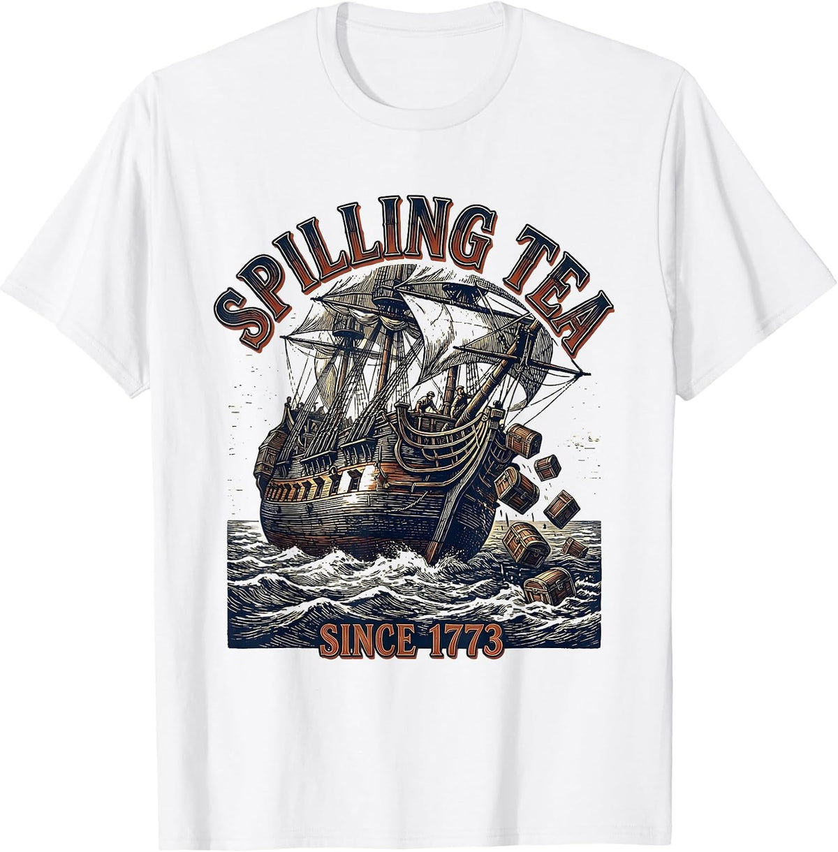 Men's Spilling Tea Since 1773 Funny History Teacher 4th Of July T-Shirt - White