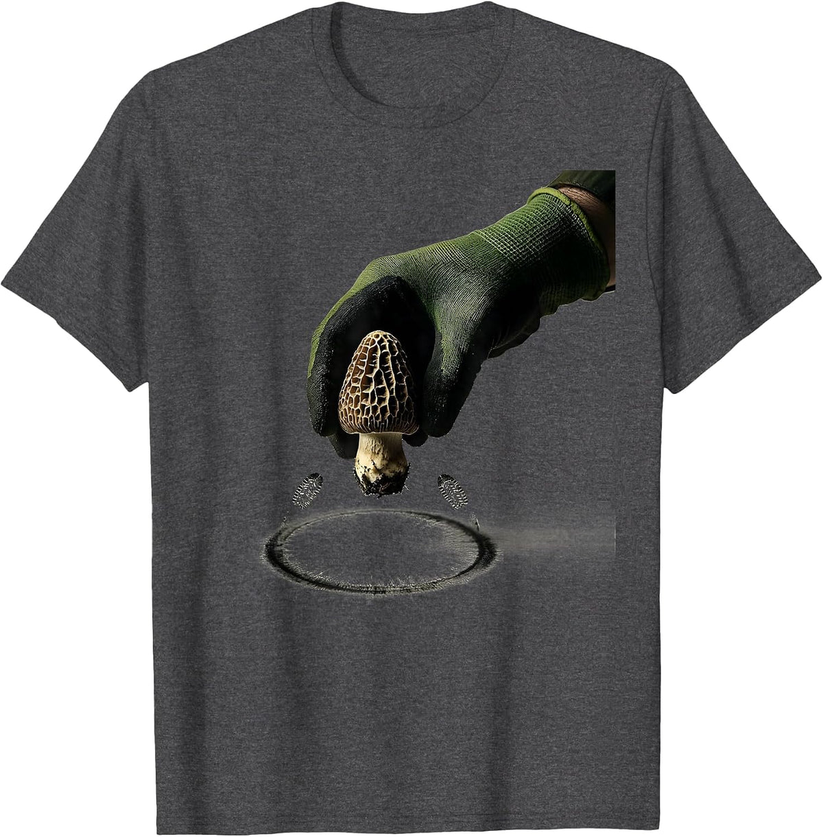 Morel Hunter Minimalist Mushroom Foraging Gift T-Shirt - Dark Heather Grey