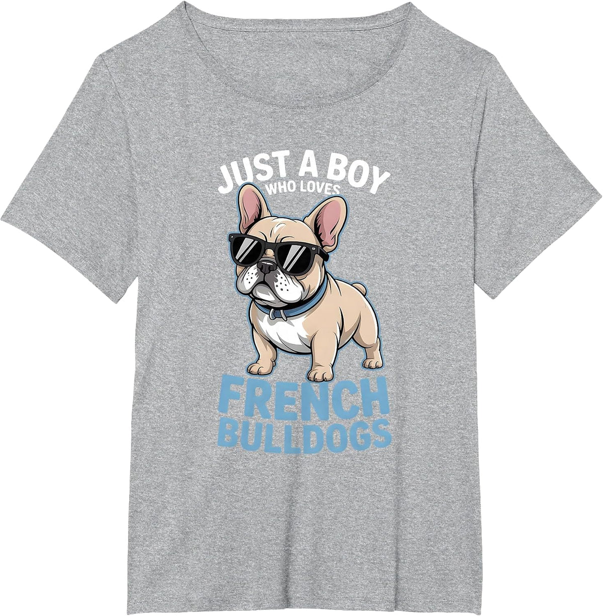 Boys French Bulldog T-Shirt - Heather Grey