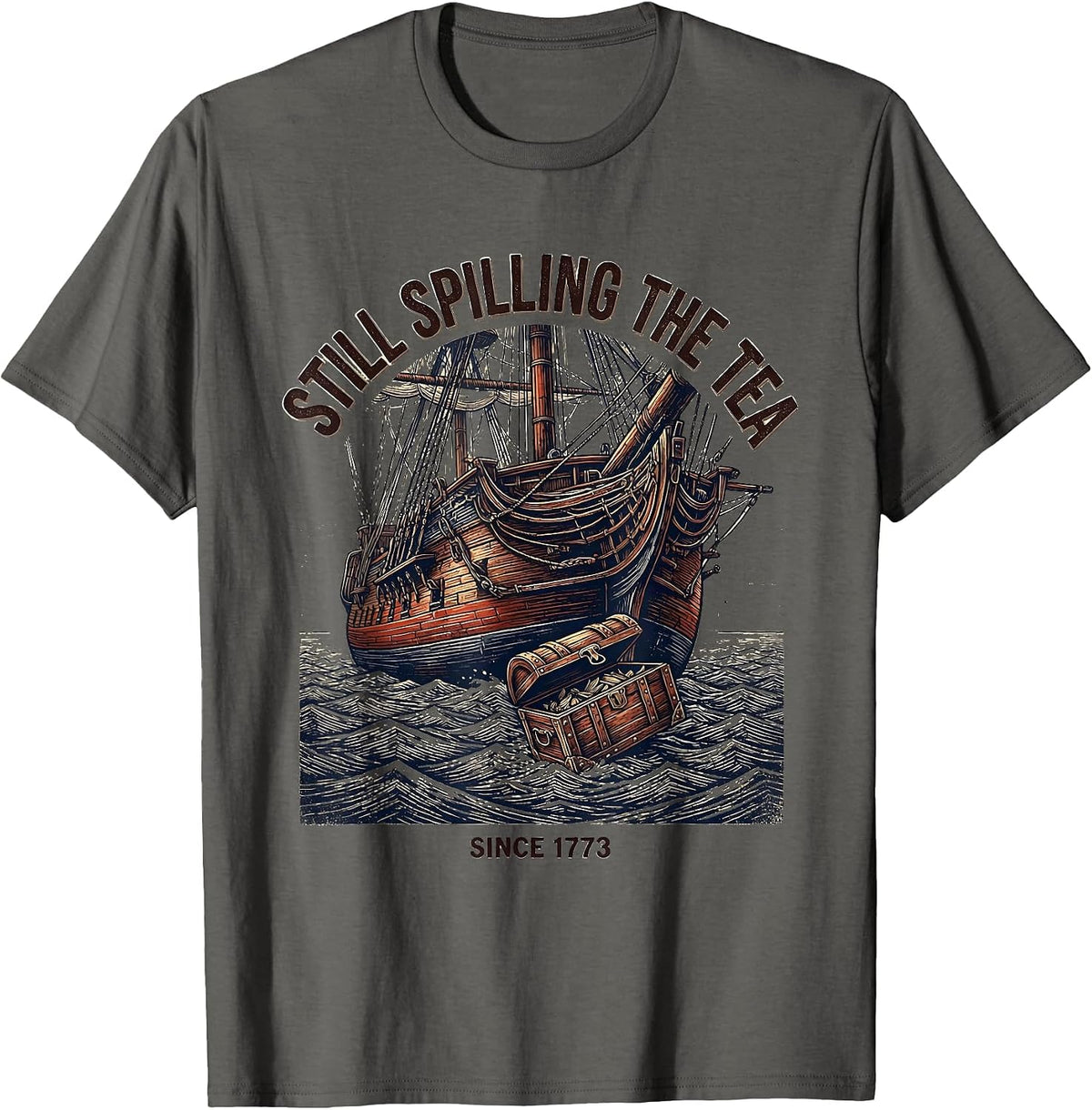 Still Spilling The Tea Since 1773 Vintage History Teacher T-Shirt - Asphalt Grey