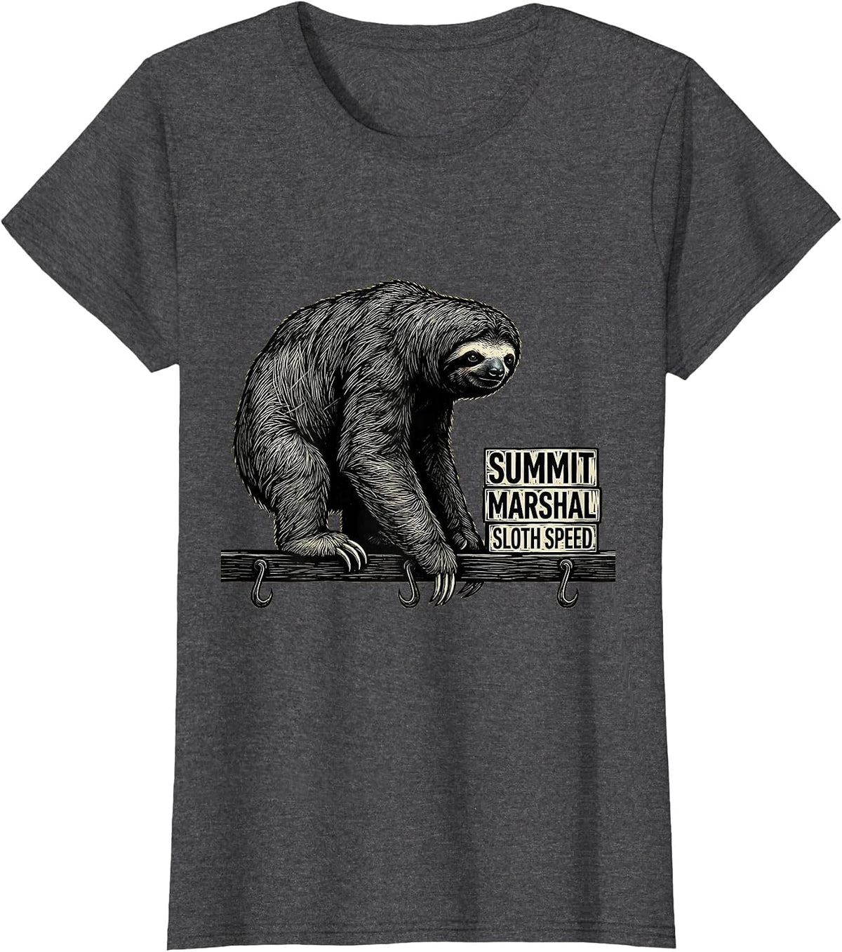 Women's Summit Marshal Sloth Speed Funny Sloth Lover Gift T-Shirt - Dark Heather Grey
