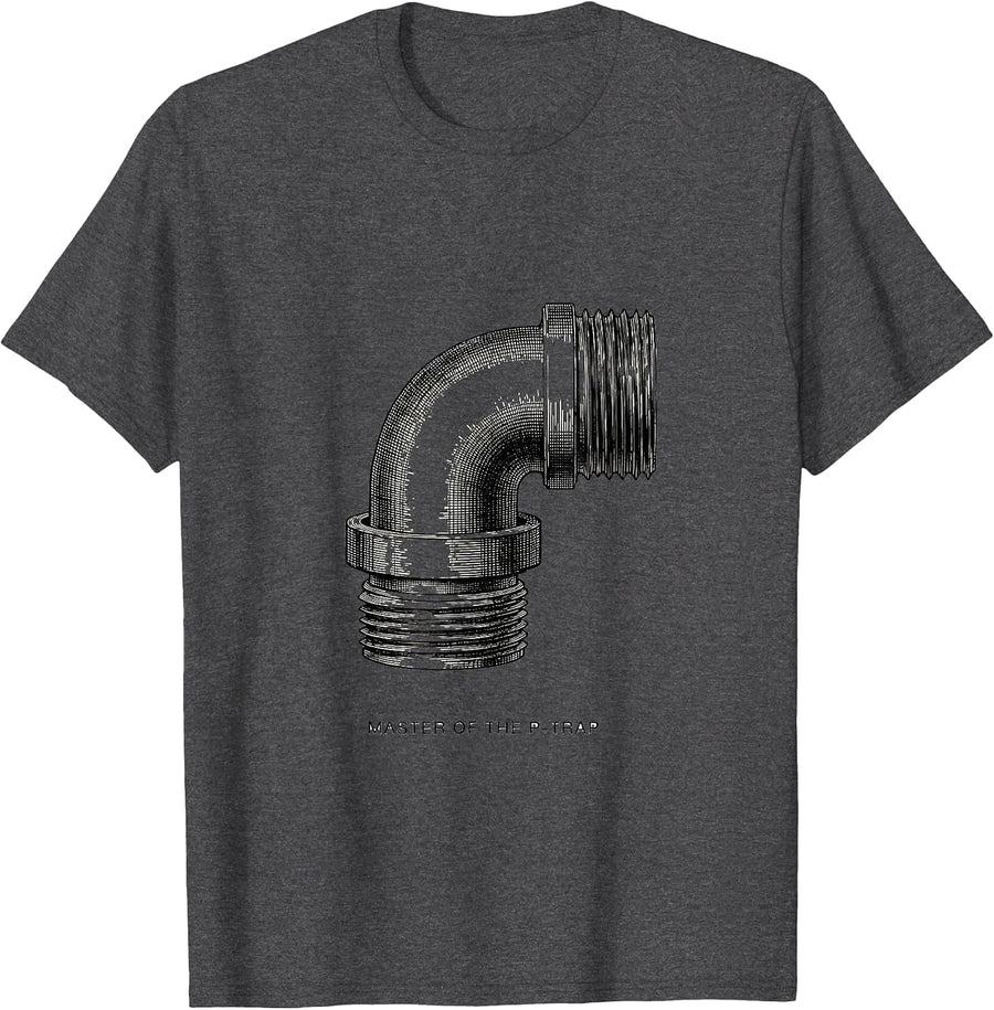 Men's Master Of The P-Trap Funny Plumber Pipefitter Gift T-Shirt - Dark Heather Grey