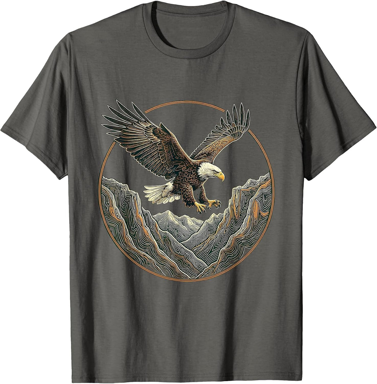 Colorado Eagle Soaring Over Mountain Ridge T-Shirt - Asphalt Grey