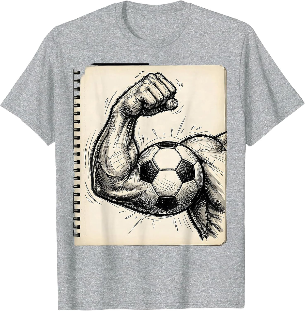 Men's Soccer Dad Flexing Bicep With Soccer Ball Graphic T-Shirt - Heather Grey
