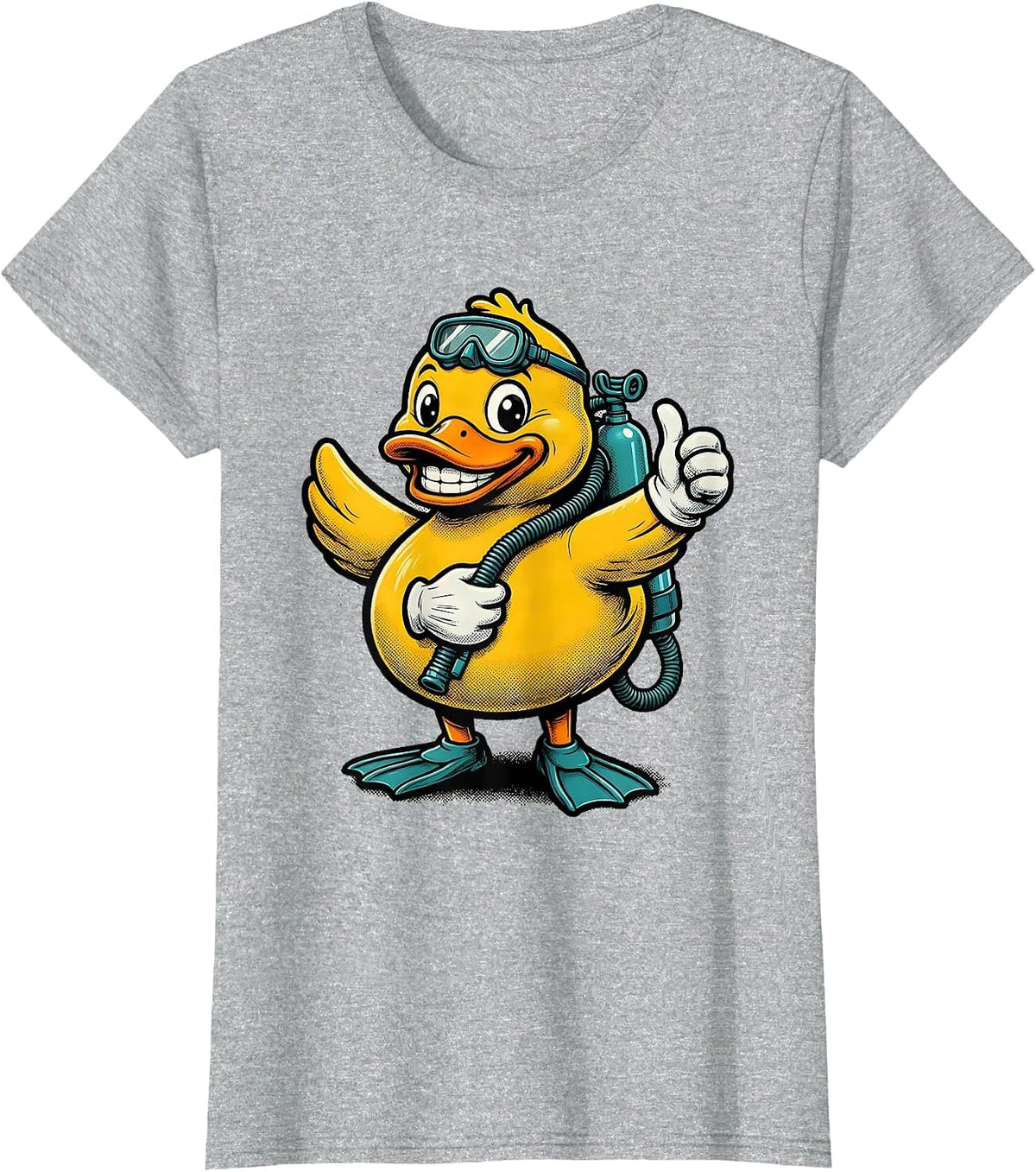 Rubber Duck Scuba Diver Funny Graphic Tee T-Shirt - Heather Grey