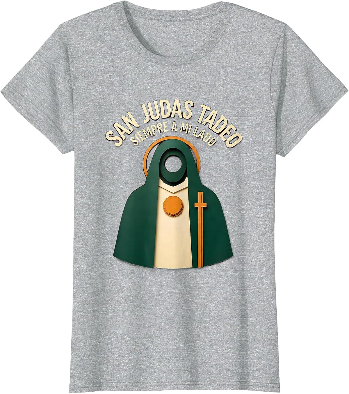 San Judas Tadeo, Siempre A Mi Lado Faith Gift Spanish T-Shirt - Heather Grey