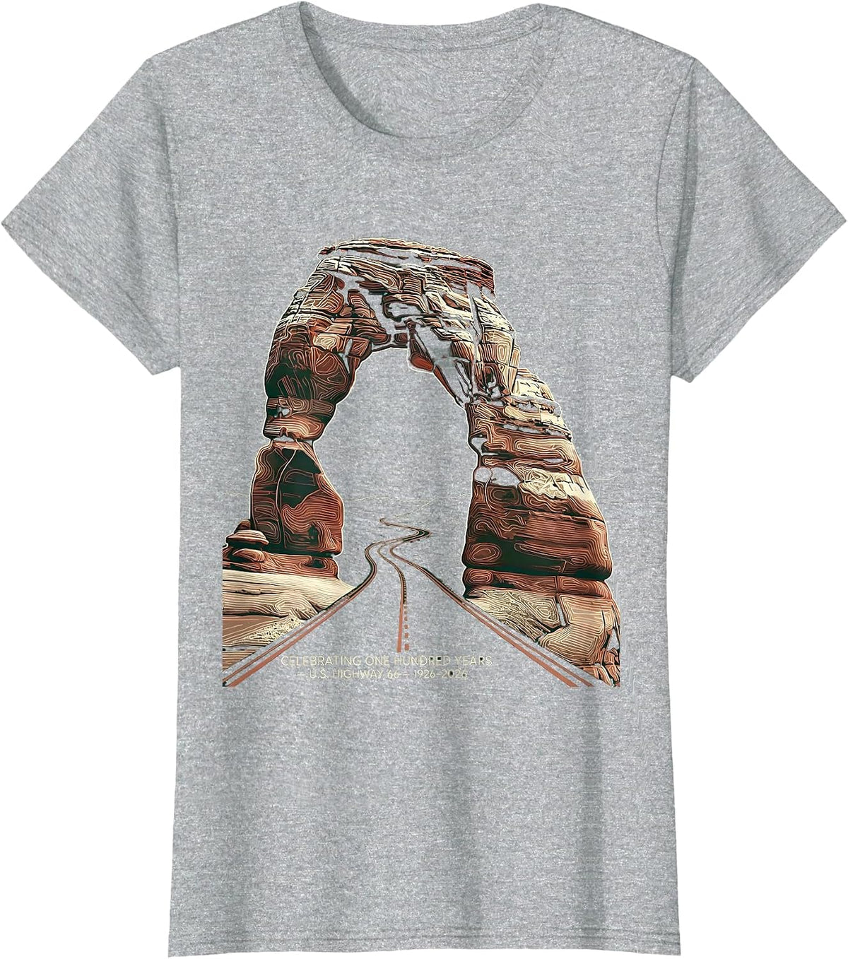 Women's Celebrating One Hundred Years — U.S. Highway 66 — 1926-2026 T-Shirt - Heather Grey