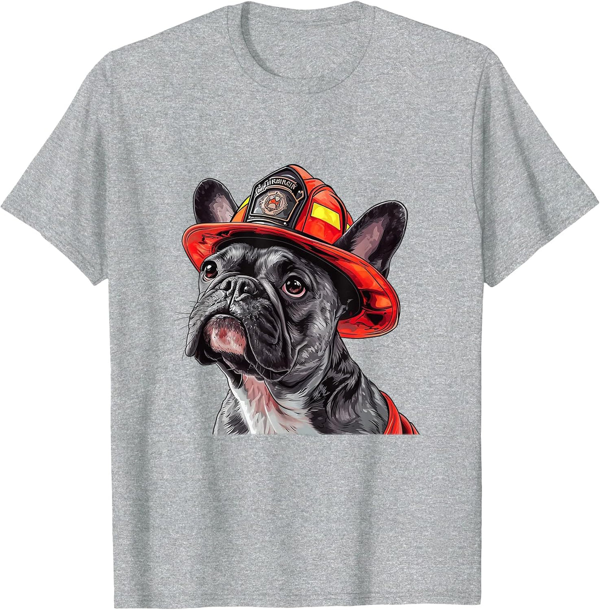 French Bulldog Firefighter Hat Fireman Dog T-Shirt - Heather Grey