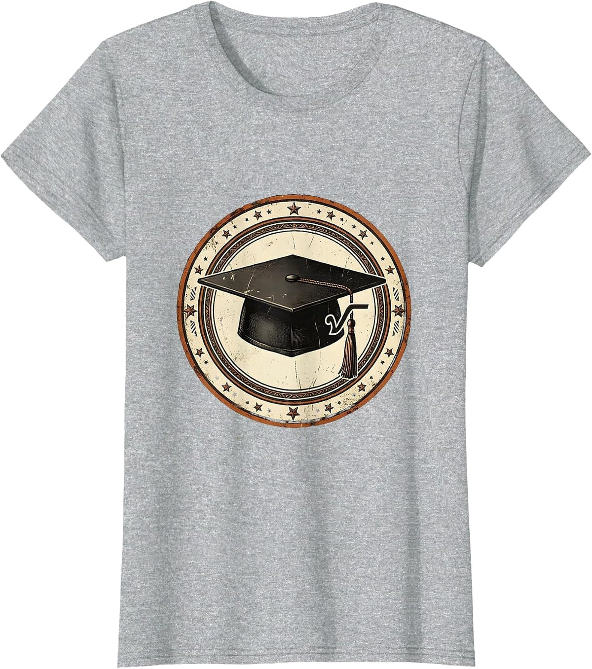 Math Teacher Graduation Cap Square Root Graphic T-Shirt - Heather Grey