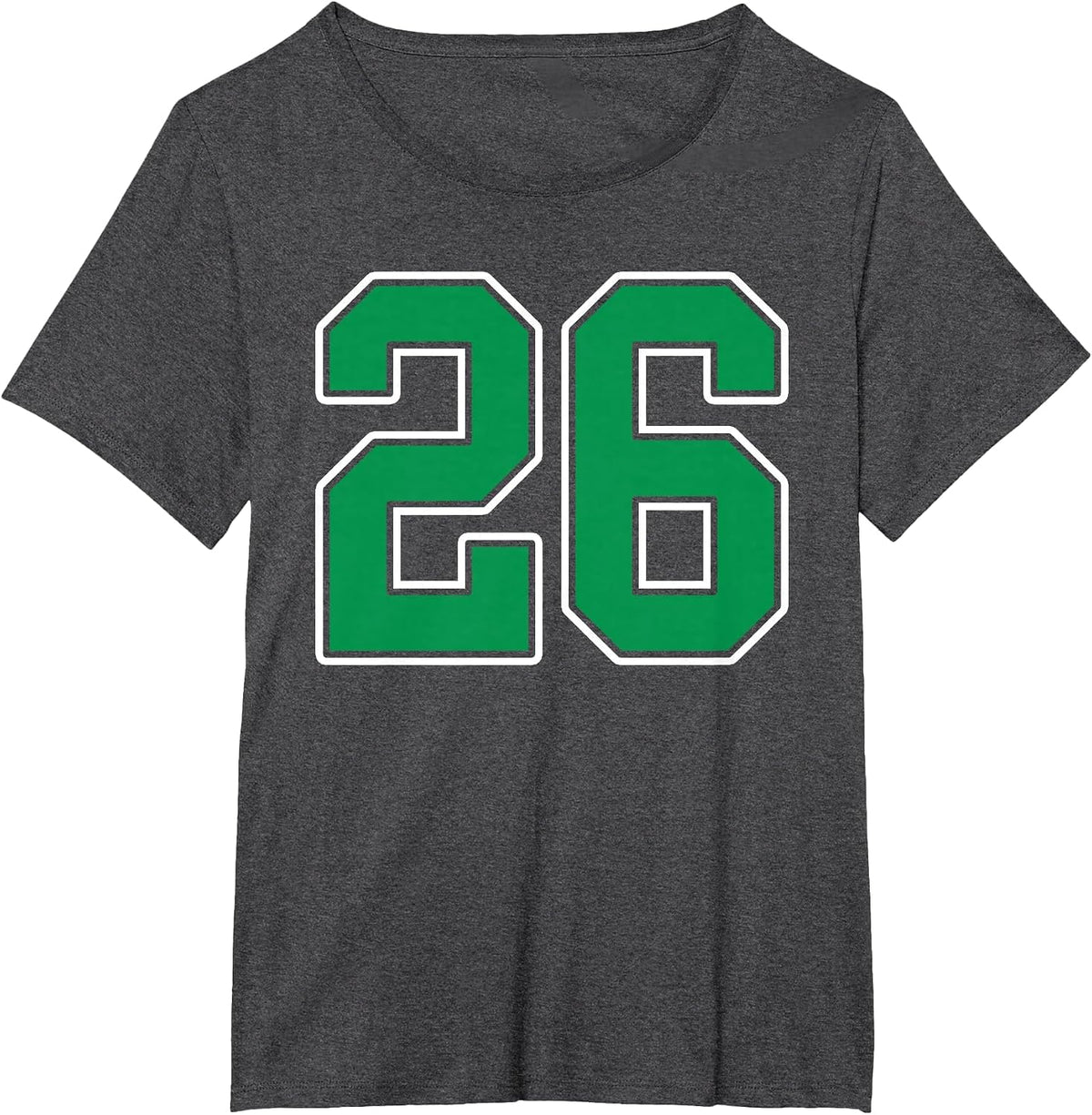 Kelly Green White Number 26 Jersey Player Uniform #26 T-Shirt - Dark Heather Grey