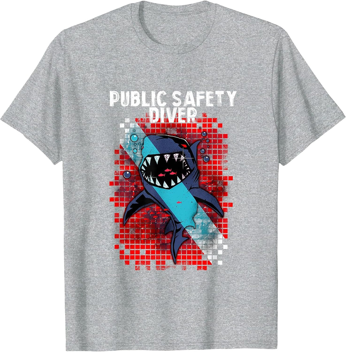 Scuba Dive Flag Public Safety Diver Rescue Search Recovery T-Shirt - Heather Grey