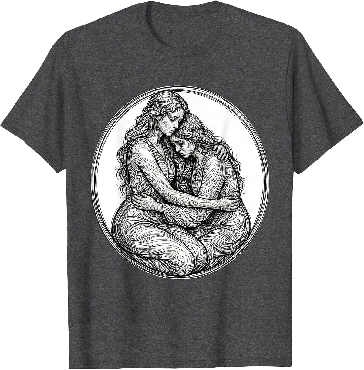 Be Kind Comforting Compassion Illustration T-Shirt - Dark Heather Grey