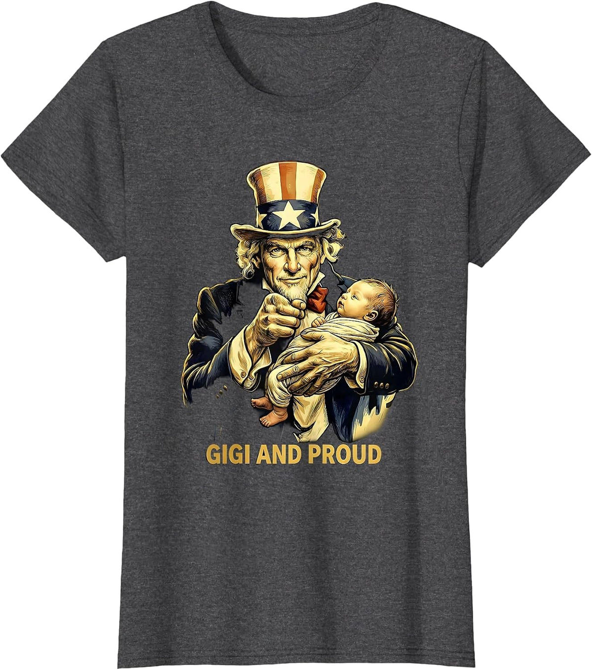 Women's Gigi and Proud Grandma Gift Design T-Shirt - Dark Heather Grey