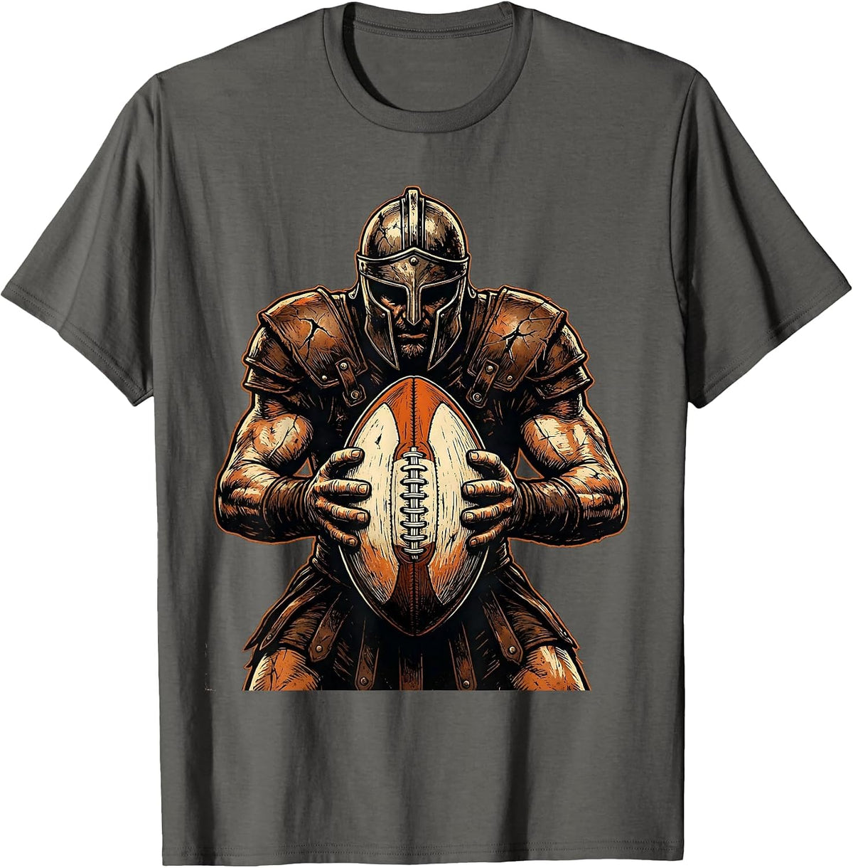 Men's Rugby Warrior Shield Graphic Design T-Shirt - Asphalt Grey