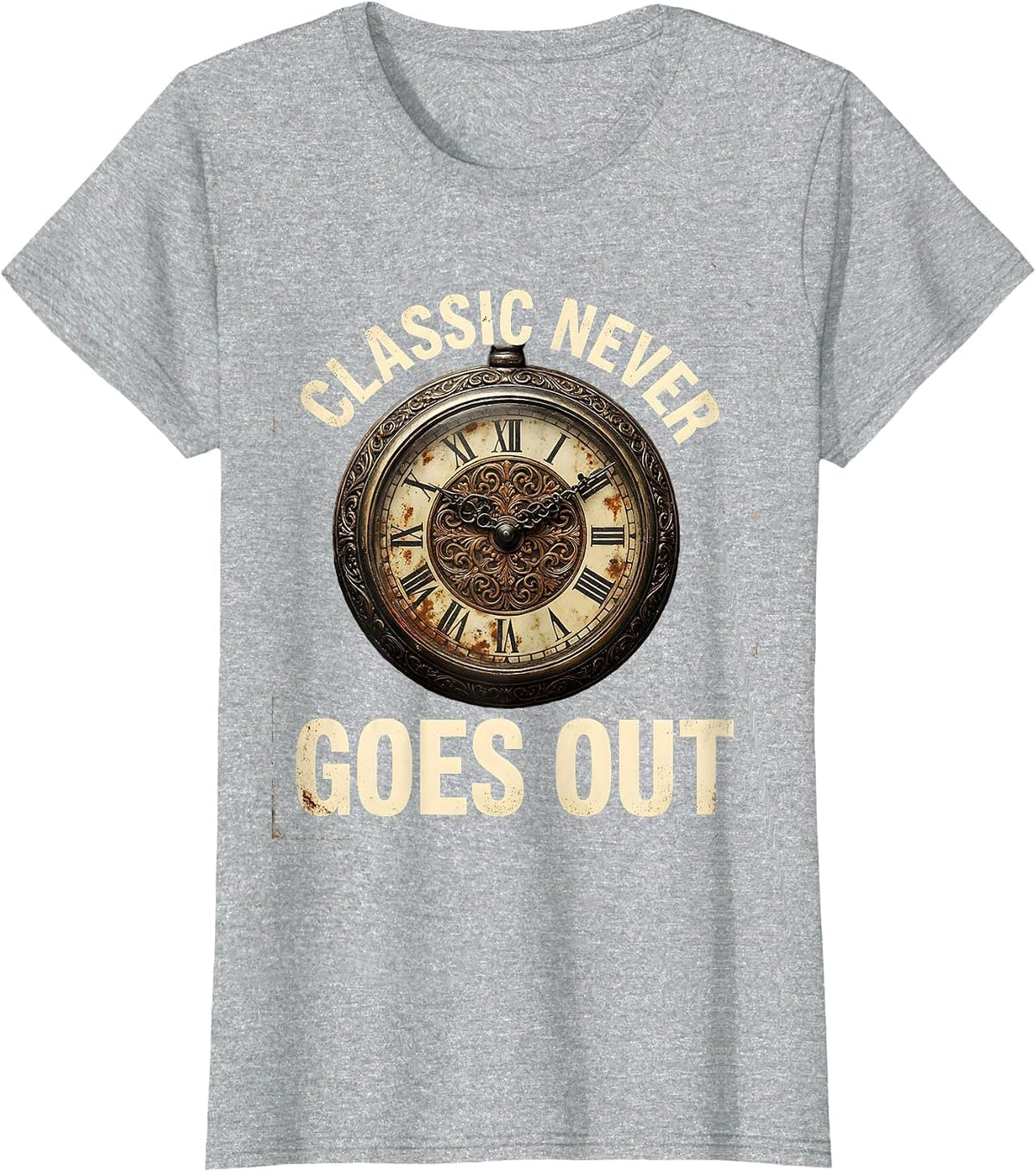 Classic Never Goes Out Retro Vintage Design T-Shirt - Heather Grey