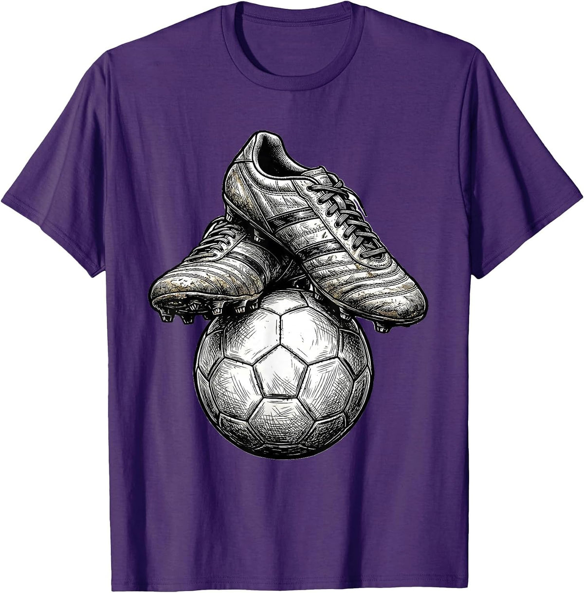 Men's Soccer Coach Worn Cleats and Ball Graphic T-Shirt - Purple