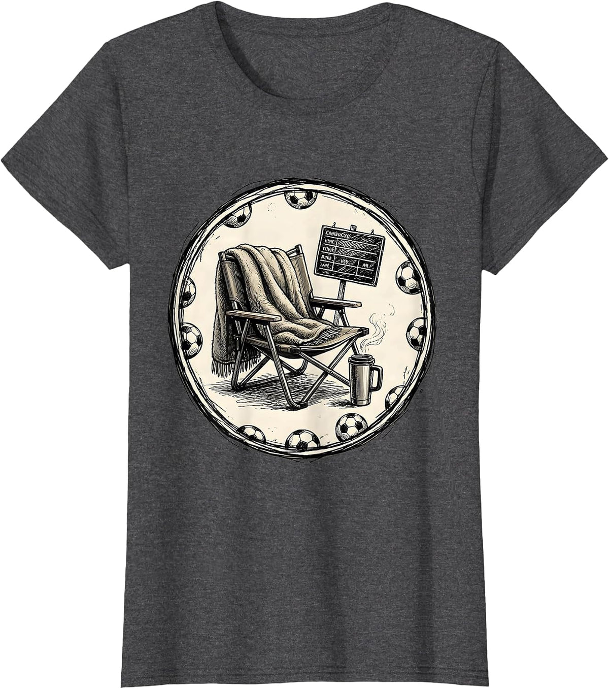 Women's Soccer Dad Sideline Scene Graphic T-Shirt - Dark Heather Grey