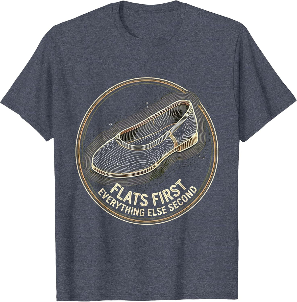 Flats First Everything Else Second Ballet Design T-Shirt - Heather Blue