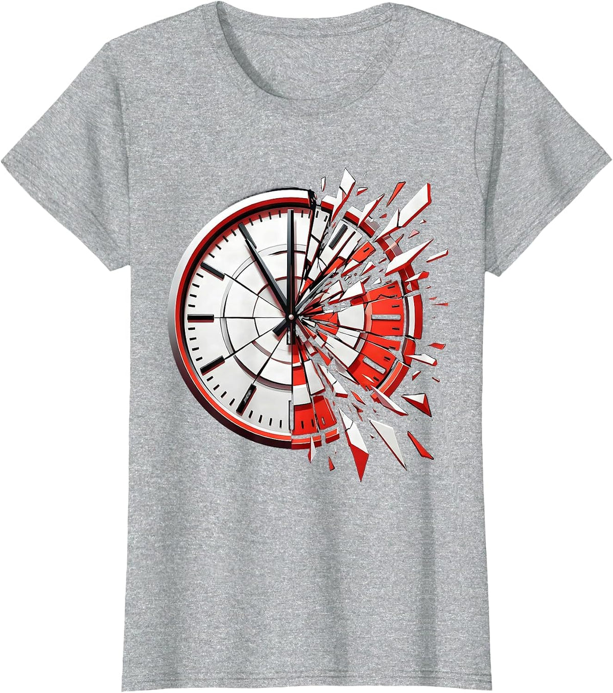 Women's Frozen at Midnight Clock Graphic Design T-Shirt - Heather Grey