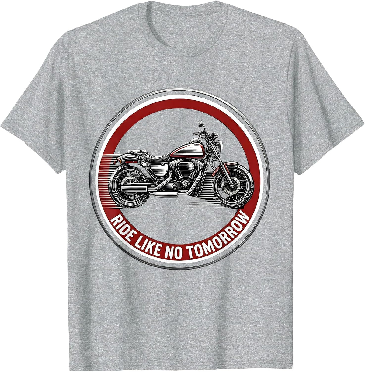 Men's Ride Like No Tomorrow Biker Design T-Shirt - Heather Grey