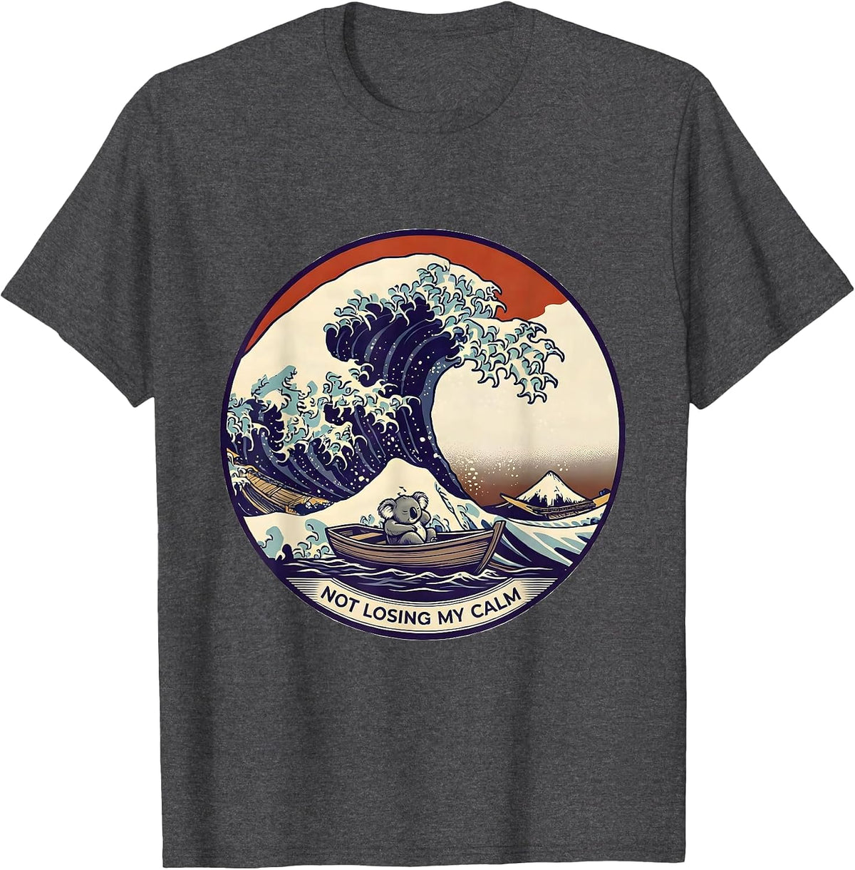 Men's Not Losing My Calm Funny Koala Japanese Wave Meme Animal T-Shirt - Dark Heather Grey