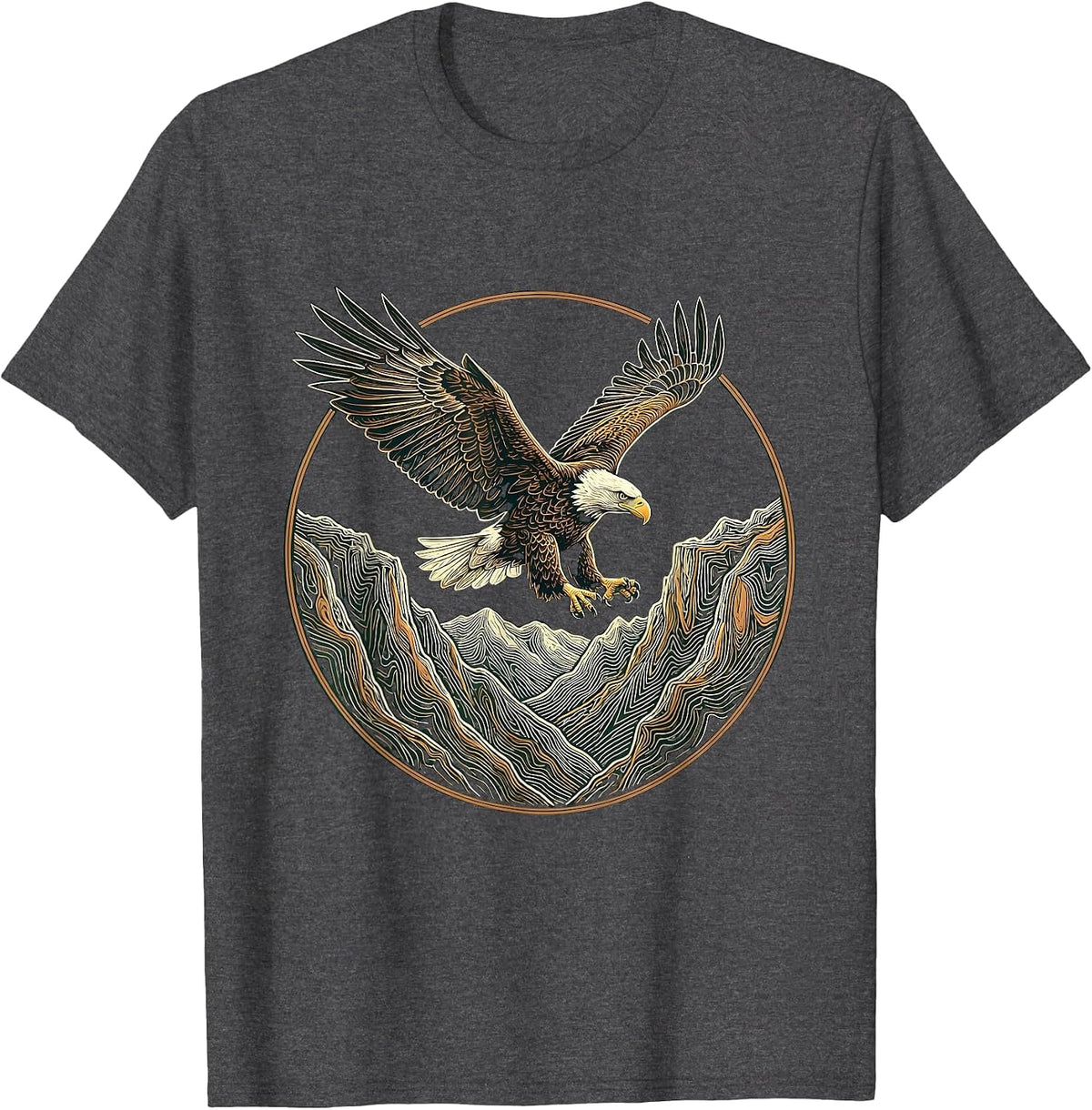 Colorado Eagle Soaring Over Mountain Ridge T-Shirt - Dark Heather Grey