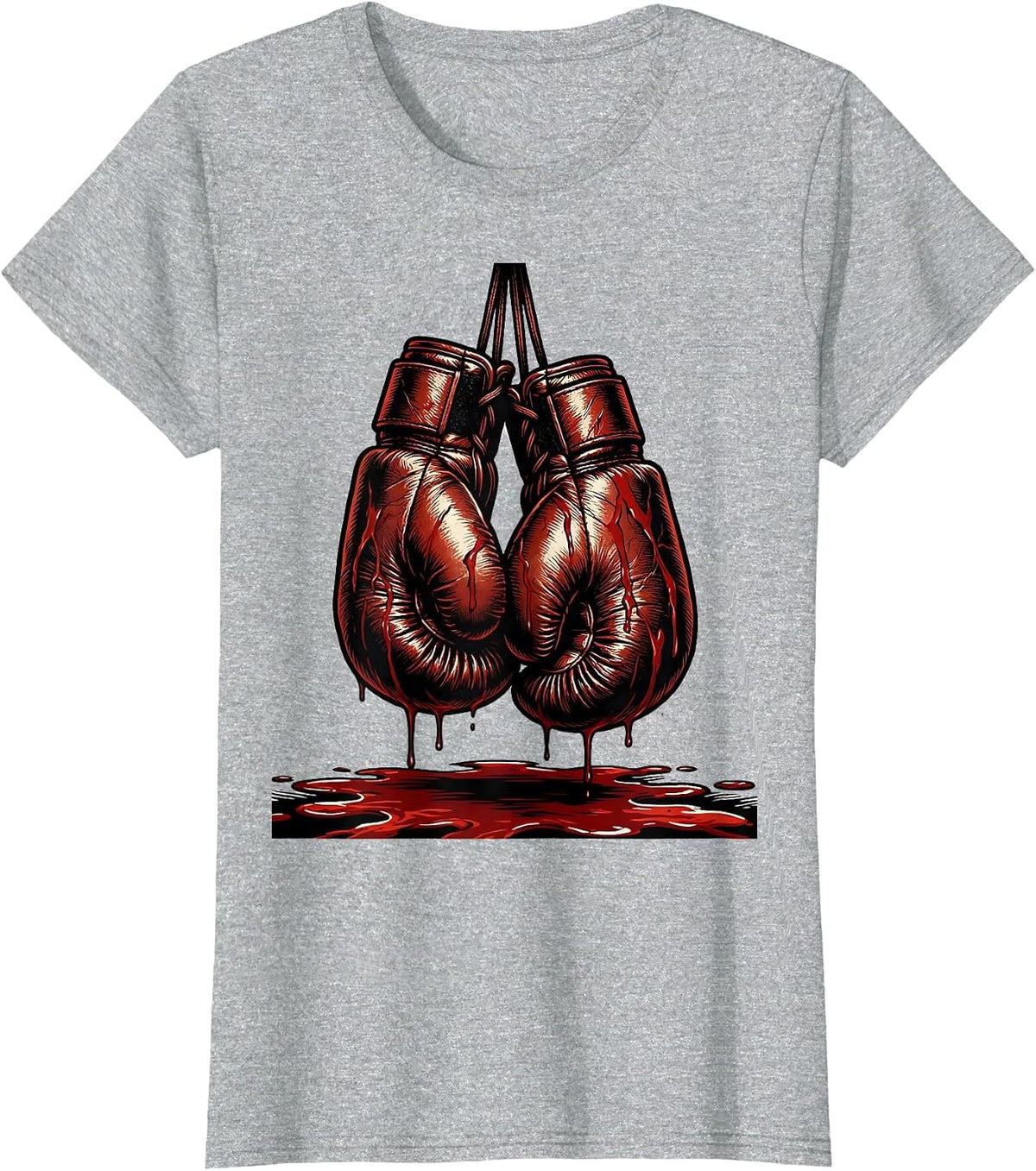 Bloody Boxing Gloves Graphic Design T-Shirt - Heather Grey