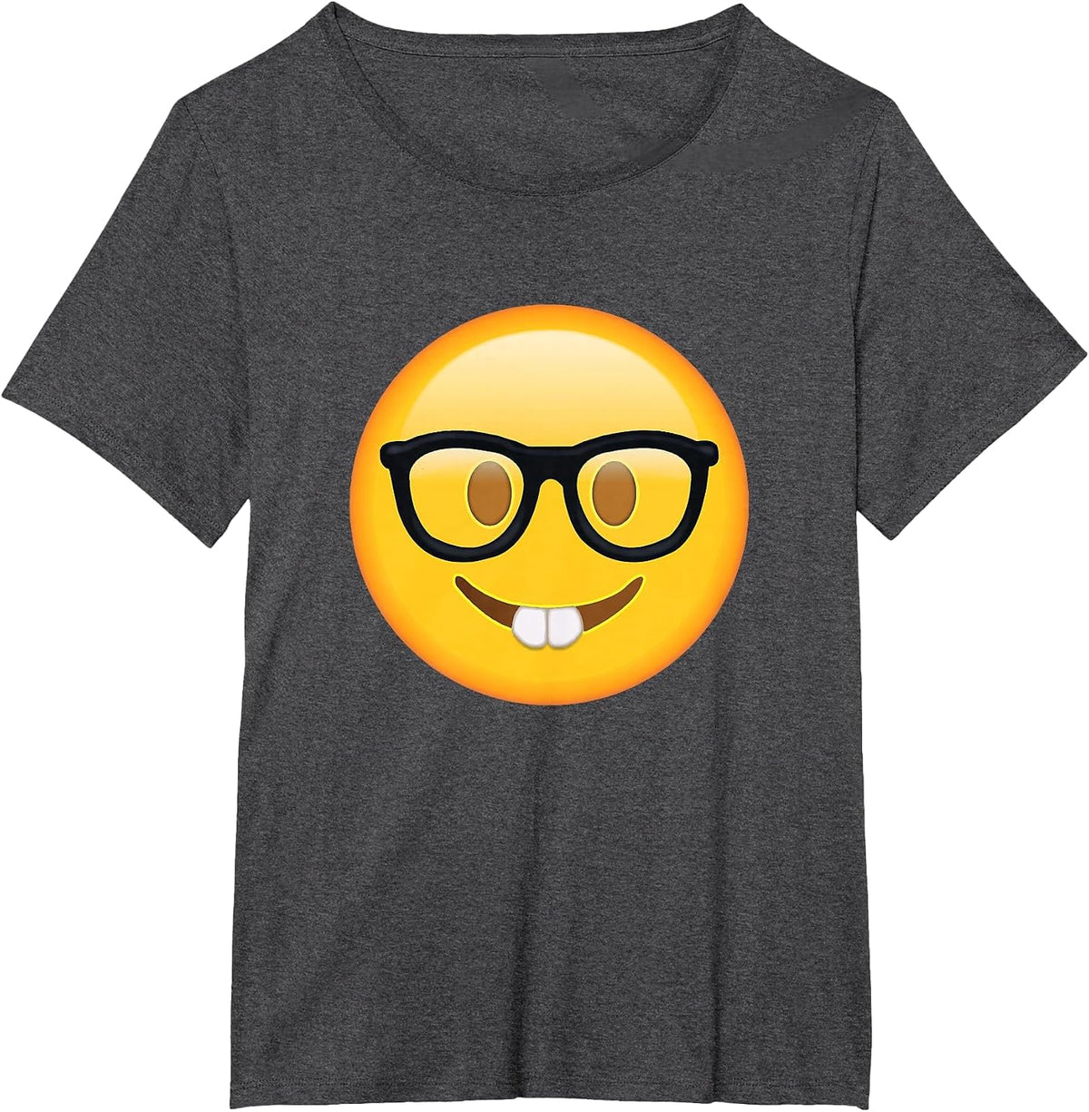 Nerd Glasses Buckteeth Emoticon Funny Hilarious Nerdy Face T-Shirt - Dark Heather Grey
