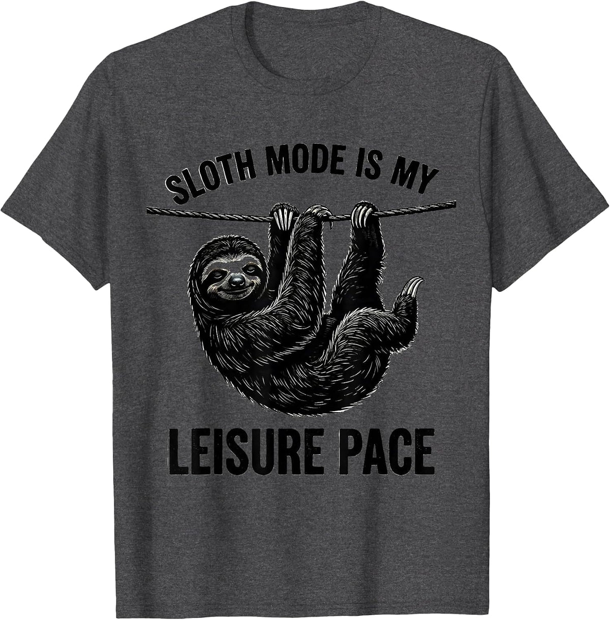 Men's Sloth Mode Is My Leisure Pace Funny Sloth Lover Animal Humor T-Shirt - Dark Heather Grey