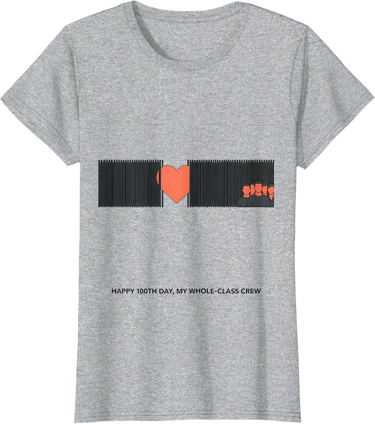 Women's Happy 100th Day My Whole-Class Crew Teacher Valentine T-Shirt - Heather Grey