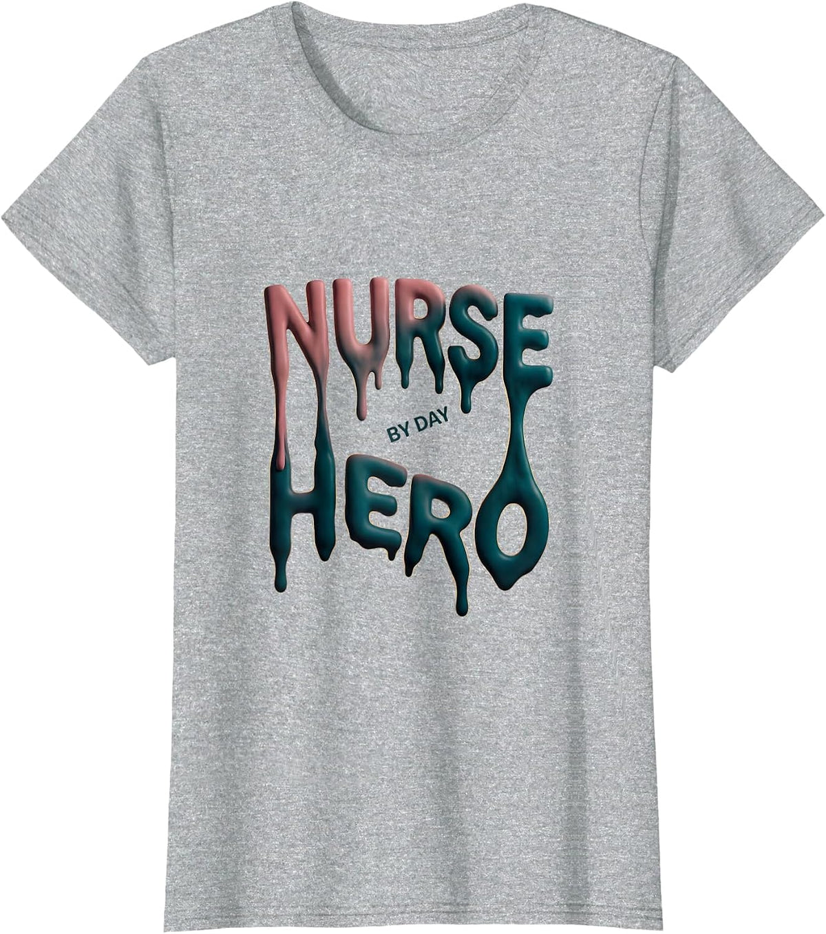Nurse By Day Hero School Nurse Design T-Shirt - Heather Grey