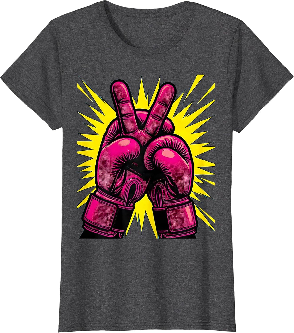 Women's Do It Lady Boxer Victory Gloves Illustration T-Shirt - Dark Heather Grey