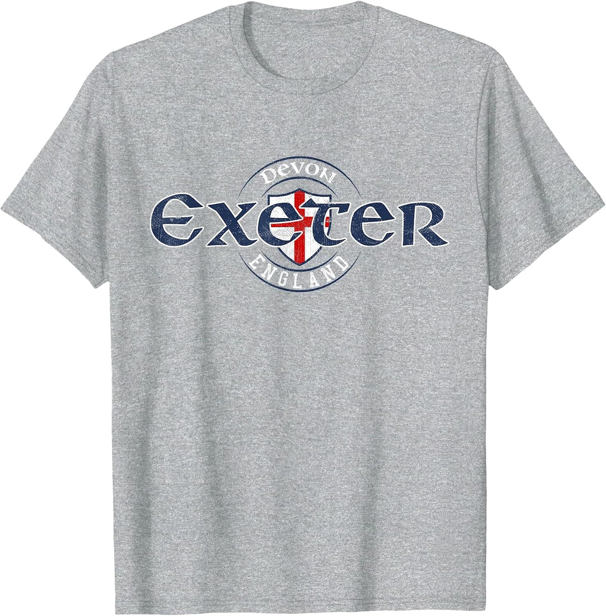 Exeter Devon England English Flag T-Shirt - Heather Grey