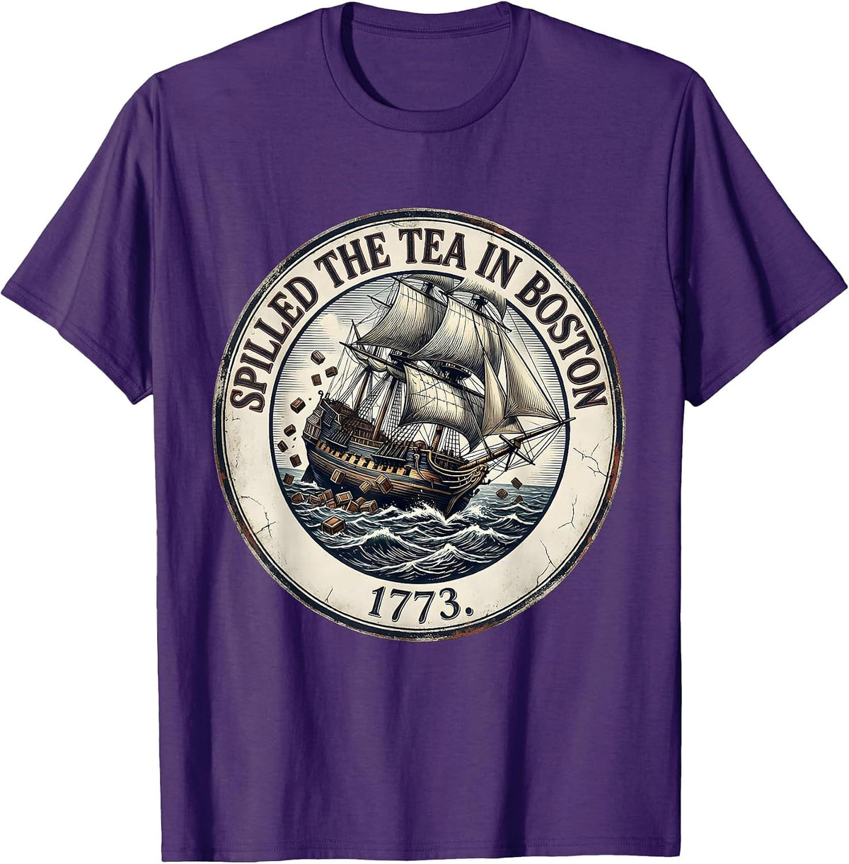 Men's Spilled The Tea In Boston, 1773 Funny History Teacher 4th T-Shirt - Purple