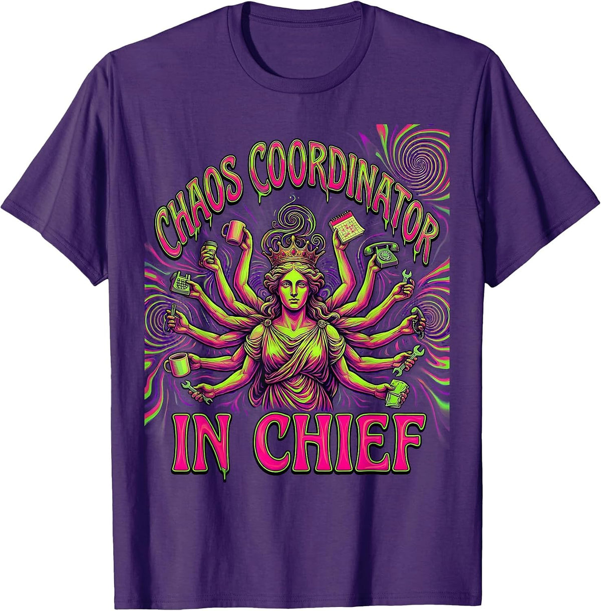 Men's Chaos Coordinator In Chief Mom Graphic Design T-Shirt - Purple
