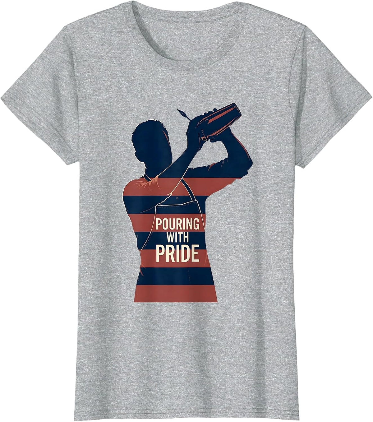 Pouring With Pride Patriotic Bartender American Flag T-Shirt - Heather Grey