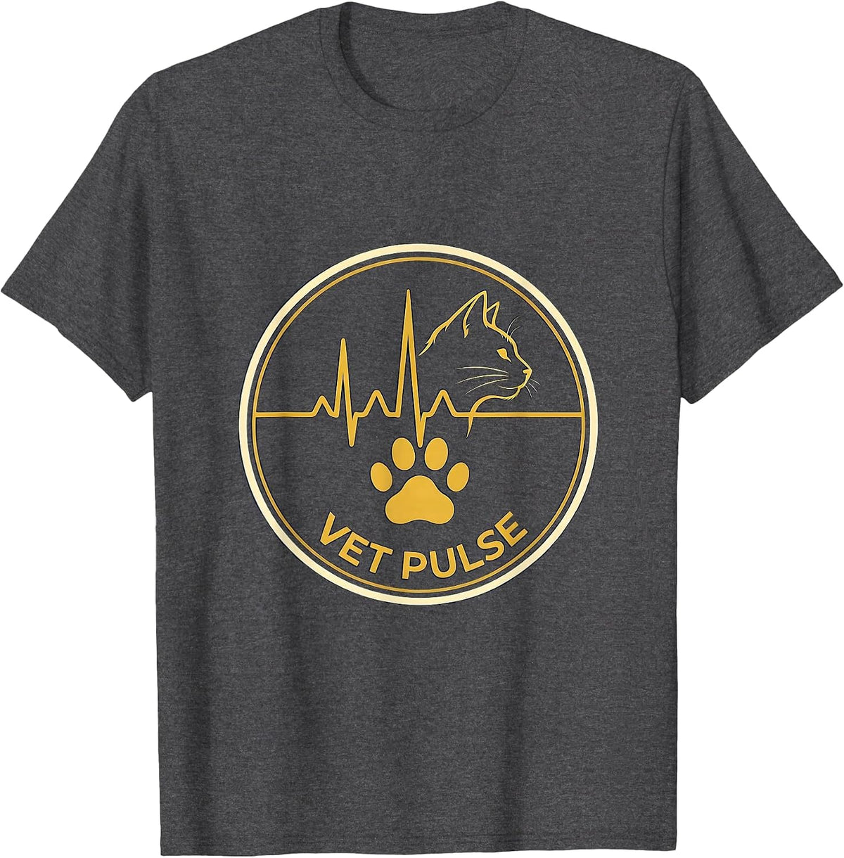 Vet Pulse Emblem Veterinarian Vet Tech Animal Care T-Shirt - Dark Heather Grey
